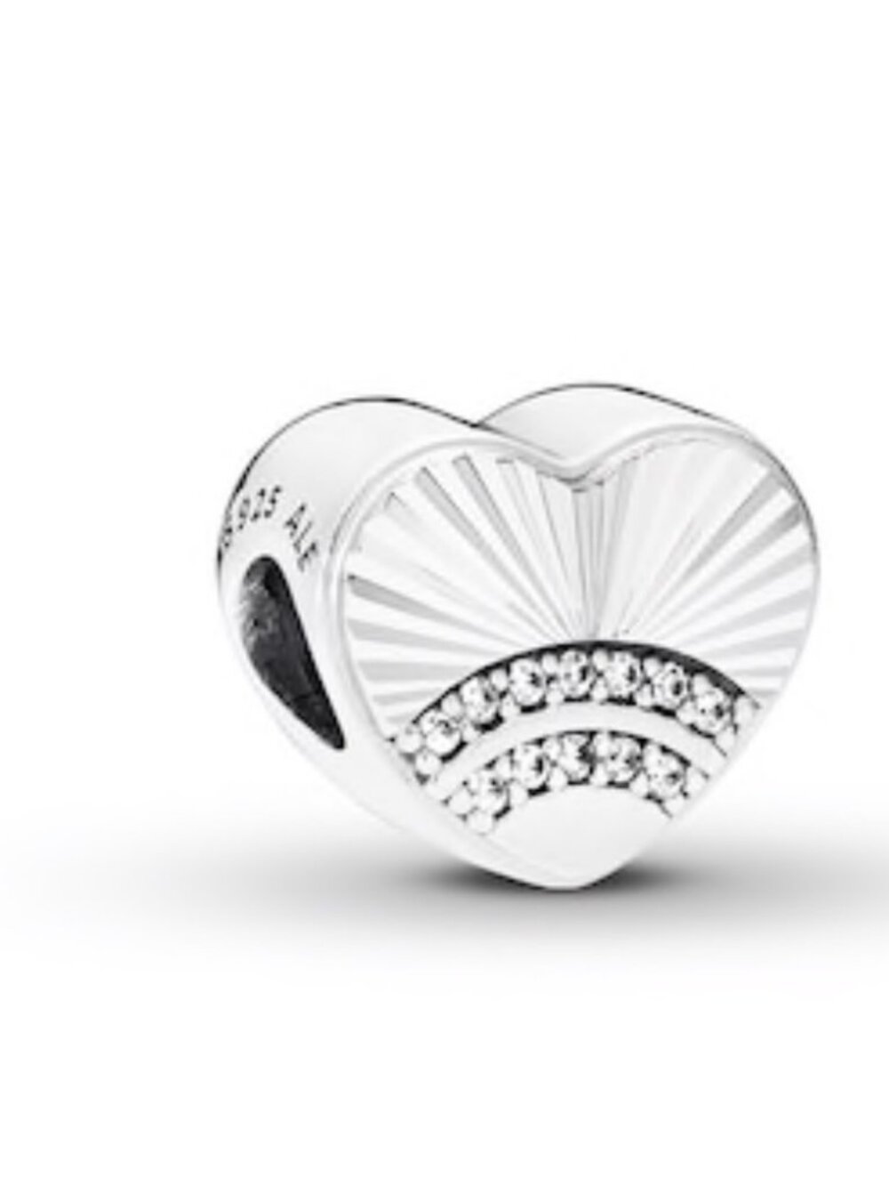 Authentic Pandora Fan Heart Charm w CZ